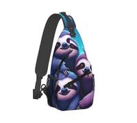 Casual Crossbody Shoulder Bag Full Moon Space Sloth Family Chest Backpack Lightweight Shoulder Chest Bags for Cycling Running Camping