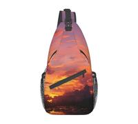 Casual Crossbody Shoulder Bag Sunset At Dusk Printed Chest Pack Lightweight,Unisex Sling Backpack for Hiking Cycling Women