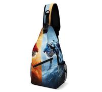 Casual Crossbody Shoulder Bag Trippy Red Blue Neon Cloud Fire Tiger Art Shoulder Bags Anti Theft,Unisex Backpacks for Cycling Men Camping