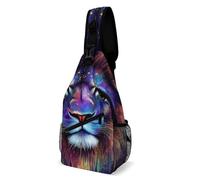 Casual Crossbody Sling Bag Trippy Animal King Cool Lion Art Shoulder Bags Lightweight,Multipurpose Sling Backpack for Outdoor Travel Women