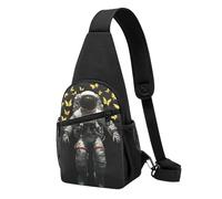 Casual Crossbody Sling Bag Trippy Space Astronaut Butterfly Art Sling Backpack Anti Theft Chest Pack for Travel Outdoor Women