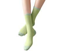 Casual Daily Socks Mid Calf Japanese Style Blend Thin Retro Boot with Metallic Yarn Sheer Everyday Wear (Green, One Size) for
