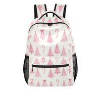 Casual Daypack Minimalist Look Peach Skin Lining Adjustable Shoulder Straps | Aesthetic Preppy Blush Bows Candy Canes Christmas Tree Bow