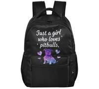Casual Daypack Minimalist Look Twill Weave Fabric Lightweight for Teens | Just A Girl Who Loves Pitbulls Watercolor Galaxy Pitbull
