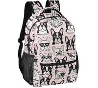 Casual Daypack Minimalist Look Twill Weave Fabric Standable Design for, I Love Frenchies, S, Daypack