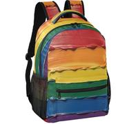 Casual Daypack Modern Style Peach Skin Lining 6 Compartments for Teens 7-18, Rainbow Pride Flag Gay Lgbt Pride Day Month Parade Lgbtq Community (2), M, Daypack