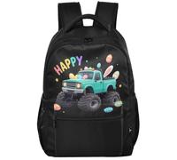Casual Daypack Modern Style Twill Weave Fabric Lightweight for Boys Girls | Kids Boys Happy Easter monsters Truck Easter Eggs Toddler