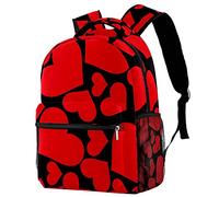Casual Daypacks Laptop Backpacks Red Love Heart In Black Background Bags with Pockets for Girls Boys Women
