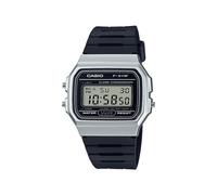 Casual Digital Watch, Black Rubber Strap, Silver-Plated Case F-91WM-7AEF - 30m Water Resistant, Stopwatch, Alarm, Microlight