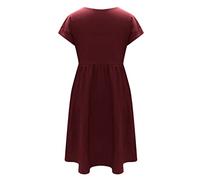 Casual Dresses for Women Ladies Summer Solid Color Fashion OL Temperament Women's Cotton and Linen Crew Neck A Line Skirt Dress Ladies Summer Dresses (RD2, S)