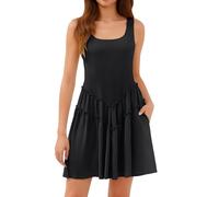 Casual Dresses for Women Toddler Night Shirt Short Split Going Out a Line Flow Graduation Dress Wedding Guest Church Boho Dress Graphic Dresses for Women(Black,XL)