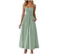 Casual Dresses for Women Women's Fashionable Casual Suspender Solid Color Dress Wedding Guest Dress (Light Green, S)