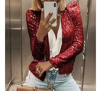 Casual Female Jacket Coat Full Sequins Open Front Jacket Womens Shiny Party Tops Cardigan