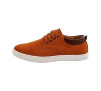 Casual Flat Shoes Men, Walking Shoes Made of Suede Fashionable Thick Sole Outdoor Shoe Non-Slip Lightweight Walking Footwear Slip-On Flat Bottom Casual Shoe Large Size Jogging Sneakers Yellow