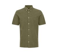 CASUAL FRIDAY CFAnton fil a fil Men's Short-Sleeved Shirt Button-Down Collar Plain Colours Regular Fit, Burnt Olive Melange (1805211), L