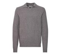 CASUAL FRIDAY CFKarl Men's Knitted Jumper Fine Knit Pullover with Turn-Down Collar V-Neck Regular Fit, Pewter Mix (50817), S