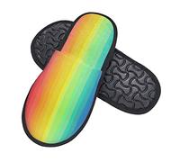 Casual Home Slippers Gay Pride Rainbow Indoor Bedroom Slippers Polyester Bedroom Socks Shoe For Hotel, Guest, Men L