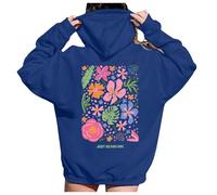 Casual Hoodies for Women 2025 Pullover Warm Tops Letter Graphic Print Hoodies For Women New York Oversized Long Sleeve Casual Drawstring Fall Pullover Sweatshirt Tops over Sized Hoodies (Blue, XL)