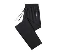 Casual Ice Silk Pants For Men Quick Dry Pants Men Loose Fit Summer Trousers Casual Elasticated Waist Drawstring Trousers Slim Fit Sweatpants Bottom Track Pant Jogging Sweatpants With Zipper Pockets