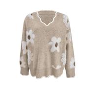 Casual Jumpers 2025 Trendy Christmas Pullover Knit Floral Sweaters for Women Fall and Winter Models Pullover Knitted Lace Collar Anti Mink Casual Sweater Women Tunic Sweater to Wear with (Khaki, L)