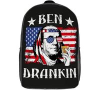 Casual Knapsack Ben Franklin Drankin Funny Backpack Durable School Bags for Travel, Work, Camping, 42X32X14Cm