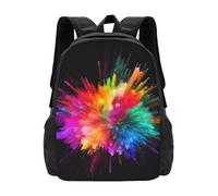 Casual Knapsack Color Explosion Print Students Bookbag Basic Sports Bag for Hiking, Camping, Work, 42X32X14Cm