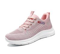 Casual Lace Up Knit Sneakers Breathable Platform Slip Comfortable Socks Shoes for Everyday Walking and Athletic Wear Gentle Hold Around Your Heel Pink
