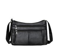 Casual Leather Fashion And Versatile Leather Bag Canvas Courier Bag (Black, One Size)