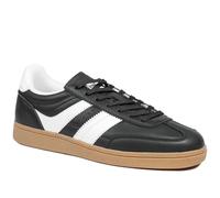 Casual Leather Lace Up Trainers - Black-White Size 11