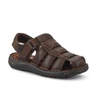 Casual Leather Touch-Fasten Sandals - Brown Size 11