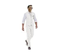Casual Linen Beige Men's 2 Piece Suits Wedding Suits Slim Fit Groomsmen Tuxedos Prom Waistcoat Summer Linen Vest+Pant, Ivory, L