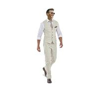 Casual Linen Beige Men's 2 Piece Suits Wedding Suits Slim Fit Groomsmen Tuxedos Prom Waistcoat Summer Linen Vest+Pant, Beige, XL