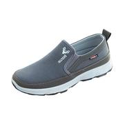 Casual Loafers for Men Slip On Canvas Walking Shoes Non Slip Flat Boat Trainers Breathable Comfortable Leisure Sneakers Lightweight Chic Orthopedic Work Shoes Loafer Hiking Trekking Trainers Grey