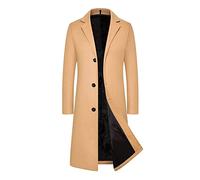 Casual Long Black Trench Coat Men, Wool Notched Collar Overcoat Full Length Double Breasted Long Pea Coat Winter Warm Jacket Coat Business Casual Smart Outwear Slim Fit Trench Coat, Size