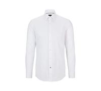 BOSS Mens H-HANK-kent-C1-214 Slim-fit Shirt in Easy-Iron Cotton poplin White
