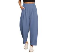 Casual Loose Pants for Women Running Outdoor Fit Womens Wide Leg Barrel Pants Elastic High Waisted Side Pocket Palazzo Trousers Business Work Casual Pants Fall Business Casual Outfits for (Blue, L)