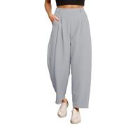 Casual Loose Pants for Women Running Outdoor Fit Womens Wide Leg Barrel Pants Elastic High Waisted Side Pocket Palazzo Trousers Business Work Casual Pants Fall Business Casual Outfits for (Grey, M)