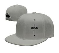 OASCUVER Casual Men Women Christian Jesus Cross Flat Ajustable Snapback Cap Grey, Ash, One Size