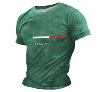 Casual Men's Casual T Shirt Casual Casual T-Shirt with Crew Neck and Letter Print Perfect for Street Style and Relaxation Great for All Seasons, Green, M