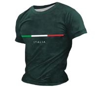 Casual Men's Casual T Shirt Casual Casual T-Shirt with Crew Neck and Letter Print Perfect for Street Style and Relaxation Great for All Seasons, Dark green, L