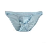 Casual Men's Low Waist Underwear with Soft and Stretchy U Convex Pouch (L Light blue)