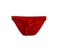 Casual Men's Low Waist Underwear with Soft and Stretchy U Convex Pouch (M Red)