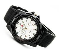 Casual Men's Quartz Watch - Multi-Function Outdoor Luminous Analog with Canvas Strap, Durable & Stylish for Daily Wear, Work, Sports & Travel, Black/Light Grey