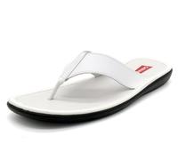 Casual Men's Sandals Leather Toe Separator with Genuine Leather Insole and PU Sole, White, 9.5 UK