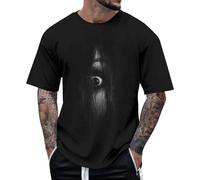 Casual Mens T Shirt Tops 2024 New Christmas Tops Men's Fun Printed Halloween Bloody Scare T Shirt Workout Shirt (Grey, XXXXXL)