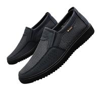 Casual Mesh Boat Shoes for Men - Light Thin Breathable Mesh Casual Shoes Anti Slip Texture Flat Shoes No Lace Up Design Shallow Boat Shoes Easy to Put On and Take Off Daily Casual Single Shoes Black