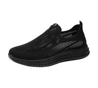Casual Mesh Shoes for Men Slip On Sports Shoes Breathable Lightweight Walking Trainers Comfortable Orthopedic Diabetic Trainers with Memory Foam Wide Fit Non Slip Flat Hiking Driving Sneakers Black