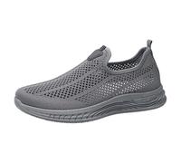Casual Mesh Shoes for Men Slip On Sports Shoes Breathable Lightweight Walking Trainers Comfortable Orthopedic Diabetic Trainers with Memory Foam Wide Fit Non Slip Flat Hiking Driving Sneakers Grey