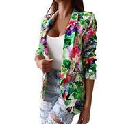 Casual Multicoloured Printed Suit and Long Trousers Temperament Trouser Suit Inner Lining Coat Women's Waterproof Breathable Summer Softshell Jacket Outdoor Jacket Wind Jacket Wind Jacket, Green, XXL