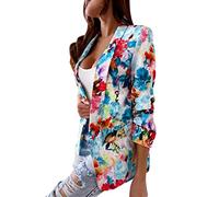 Casual Multicoloured Printed Suit and Long Trousers Temperament Trouser Suit Inner Lining Coat Women's Waterproof Breathable Summer Softshell Jacket Outdoor Jacket Wind Jacket Wind Jacket, blue, L